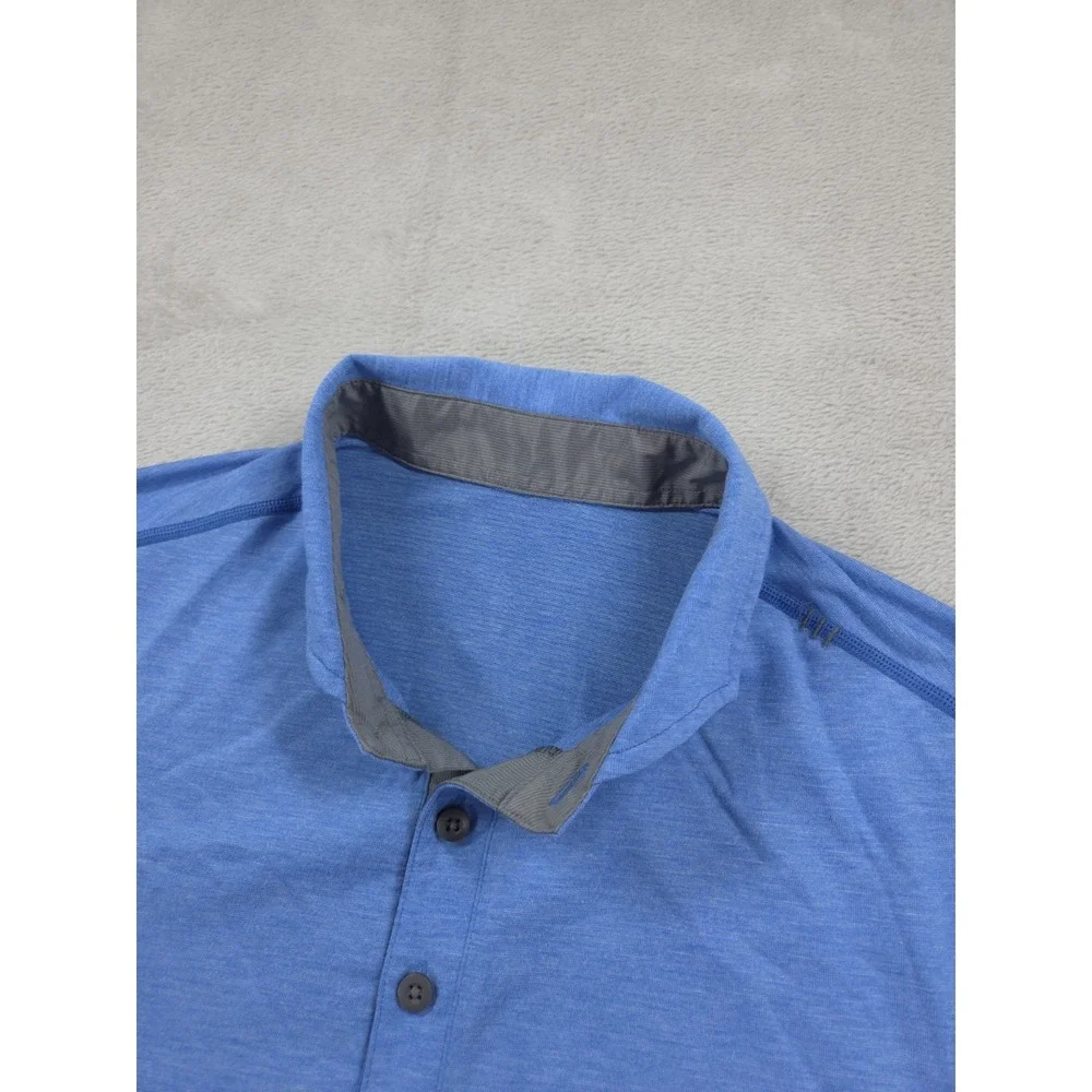 Lululemon Polo Shirt Mens‎ Medium Performance Stretch Short Sleeve Blue